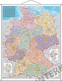 German Post Code Layout Postcode Wall Map Germany (small) 67 x 85cm