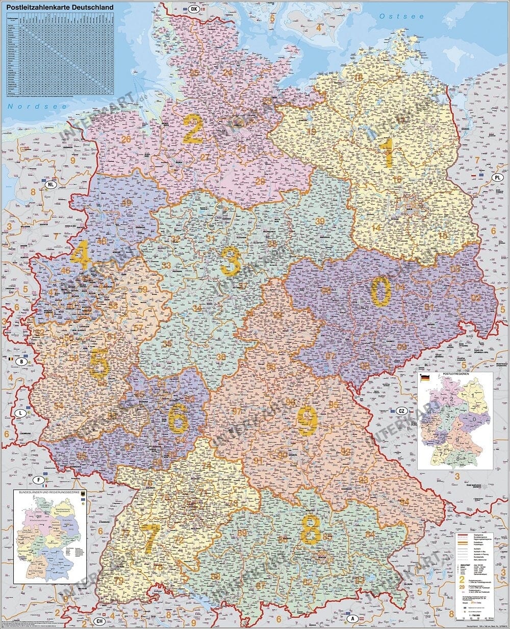 PLZ Karte Deutschland - Magnetwand