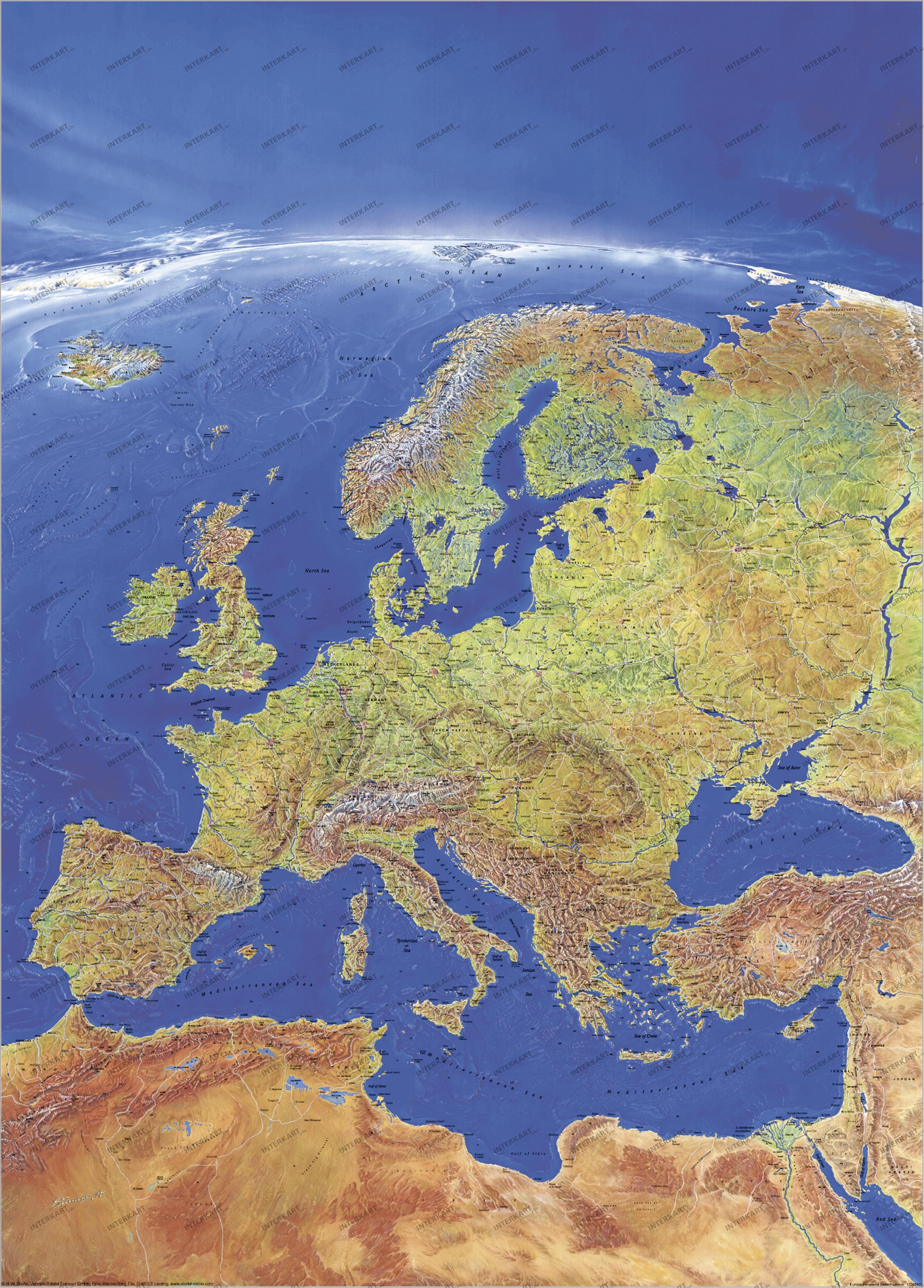 Panorama Wandkarte Europa