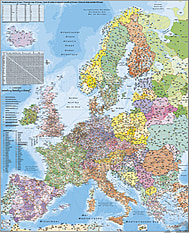 Post code map Europe