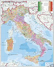 Italien Postleitzahlen PLZ Karte 97 x 118cm