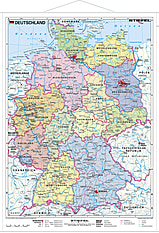 Politische Deutschlandkarte mit Holzleisten