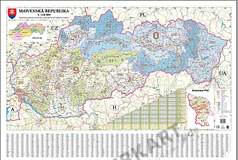 Slowakei PLZ Karte 138 x 93cm