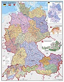 Postleitzahlenkarte Poster Deutschland Österreich Schweiz - PLZ Karte