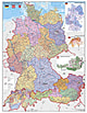 Postcode Wall Map Poster Germany Austria Switzerland