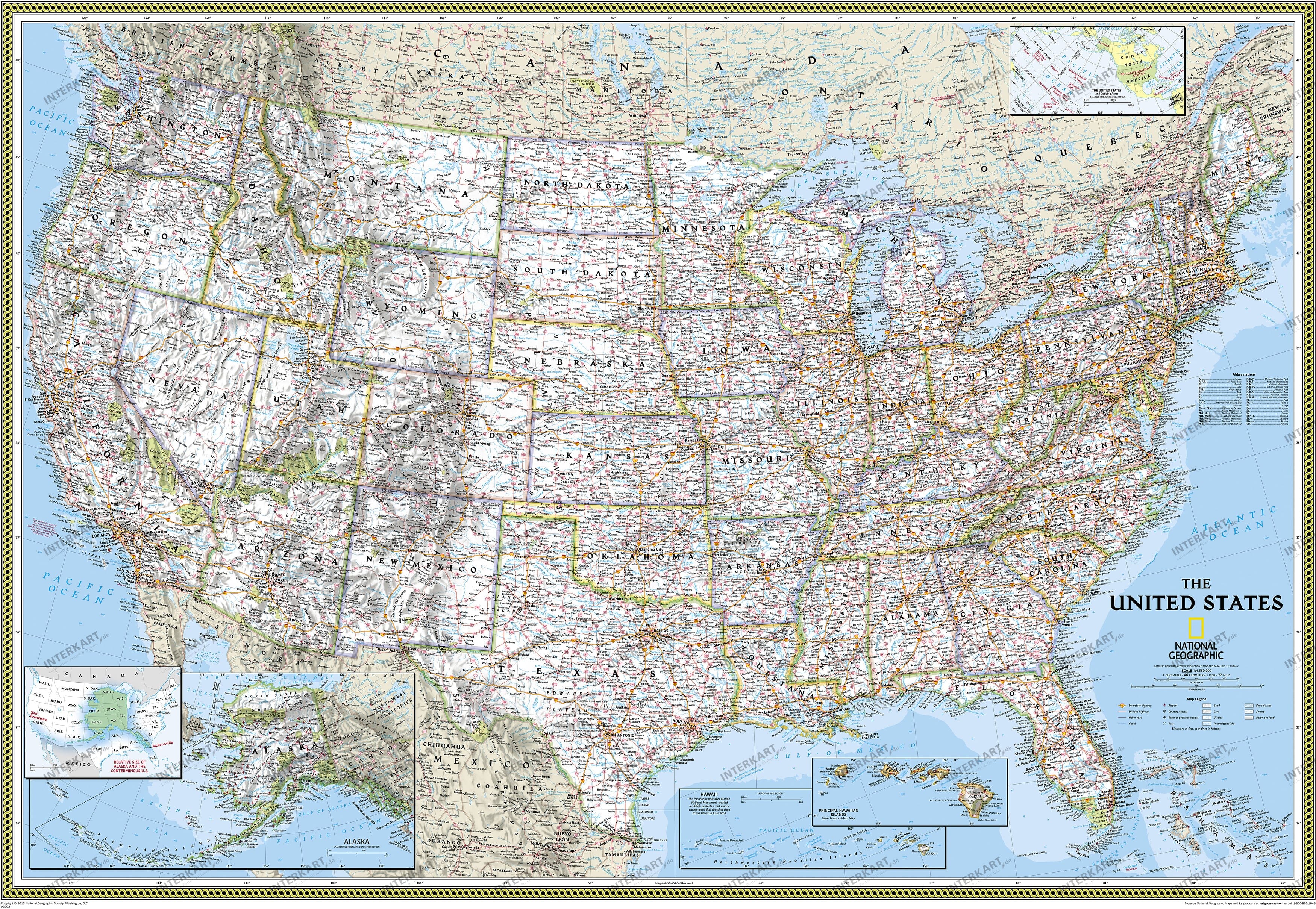Physical US Map 97 x 64cm