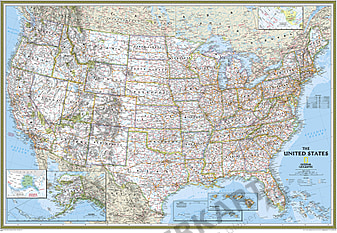 USA Landkarte - USA Karte Poster von National Geographic