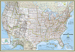 USA Landkarte - USA Karte Poster von National Geographic