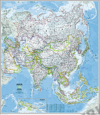 Politische Asien Karte von National Geographic