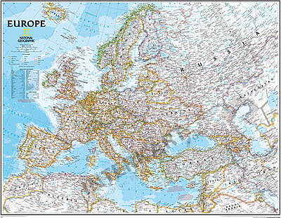 Political Europe Map Large Size 117 X 91cm