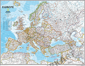 Political Europe Map Poster in large size from National Geographic 