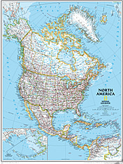 Political North America Wall Map Poster from National Geographic