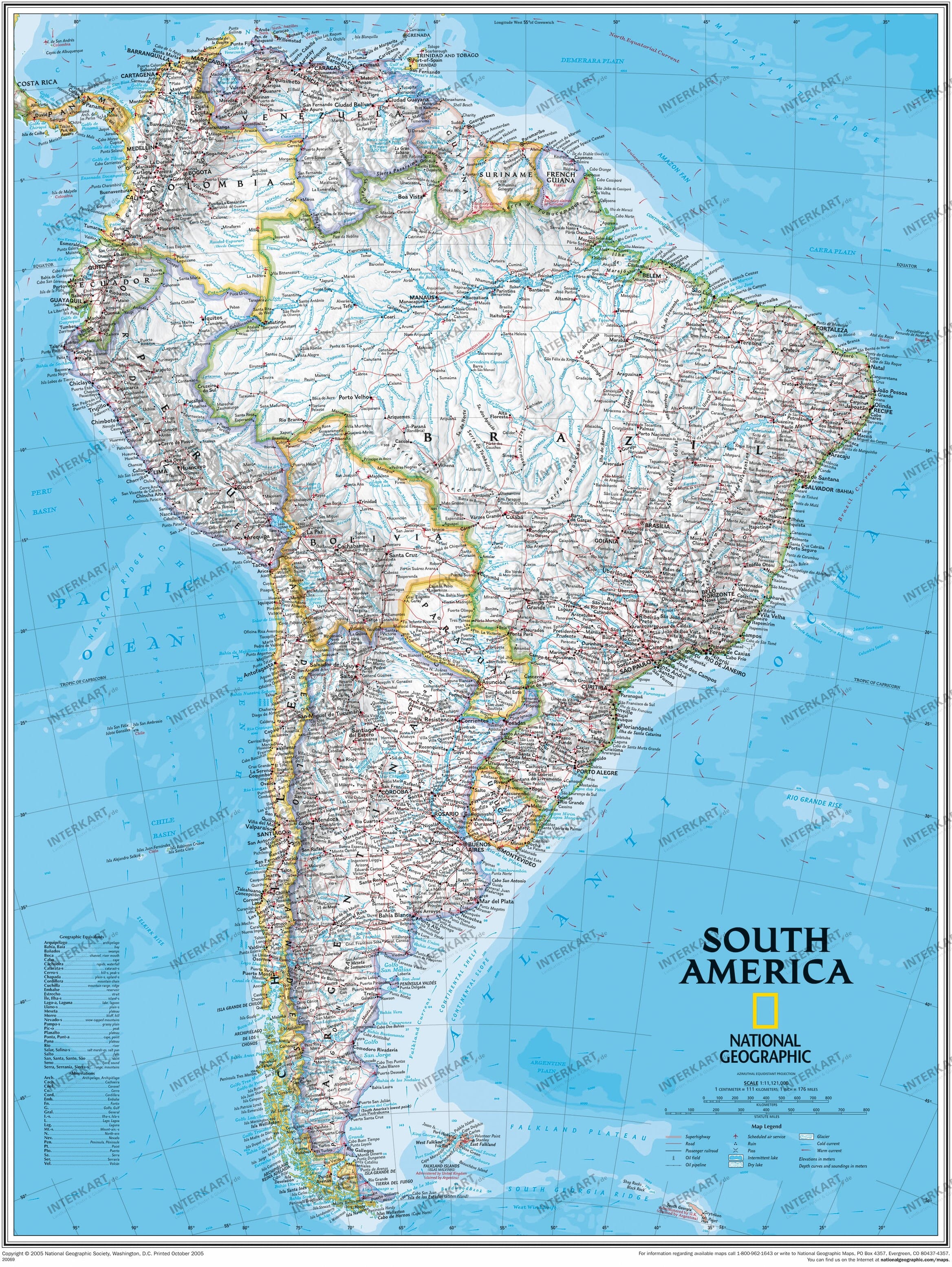 Politische Süd Amerika Karte (Standardformat)