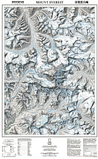 Topographische Karte des Mount Everest und Landkarte des Himalaya von National Geographic