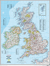 Kort over Storbritannien og Irland National Geographic