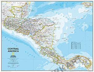 Zentralamerika Karte - Zentralamerika Landkarte als Poster