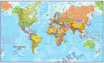 Politische Weltkarte 1:20 Mio - Magnetwand 