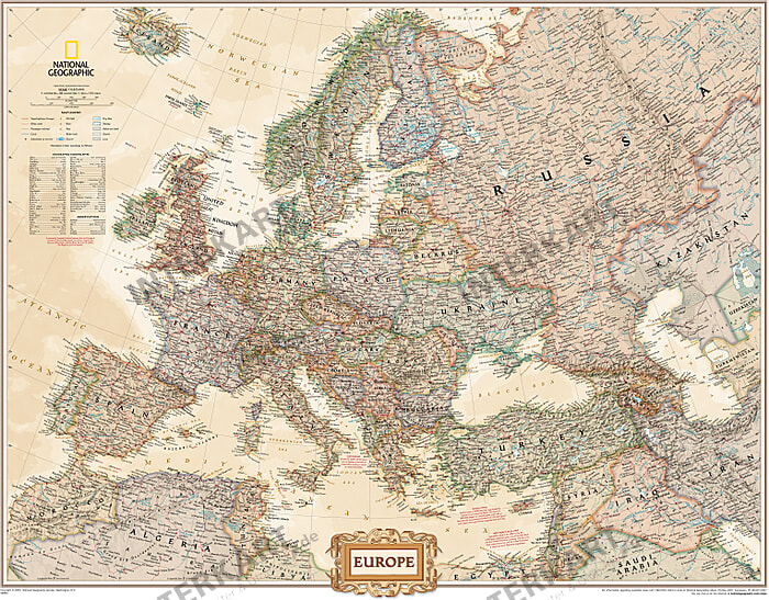 Europa Karte Executive Standardformat 76 X 61cm