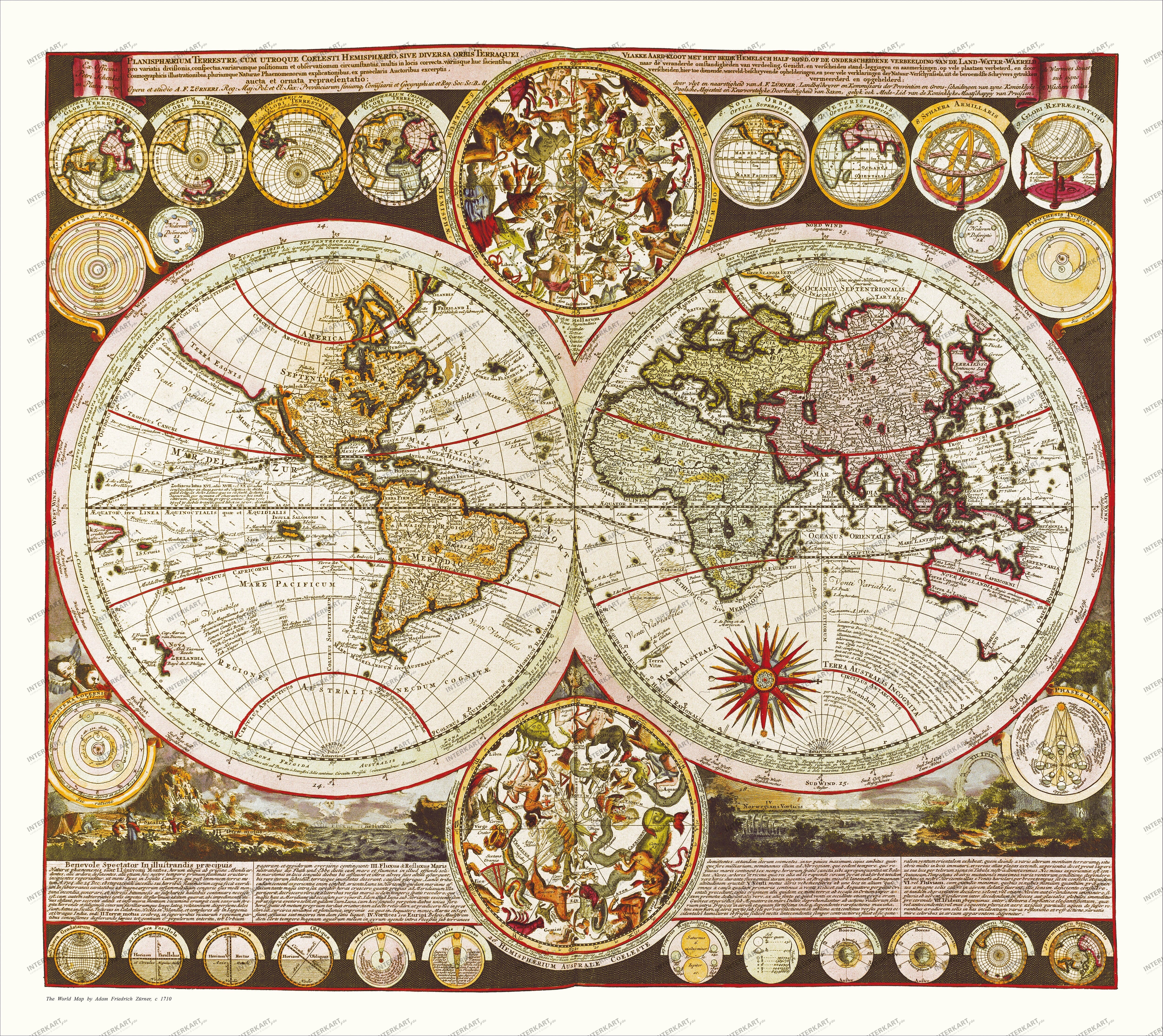 Zürner's Weltkarte (1710) 78 x 70cm