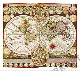 Zürner's Weltkarte (1710) 78 x 70cm