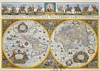 Blaeu's Weltkarte (1665) 98 x 71cm