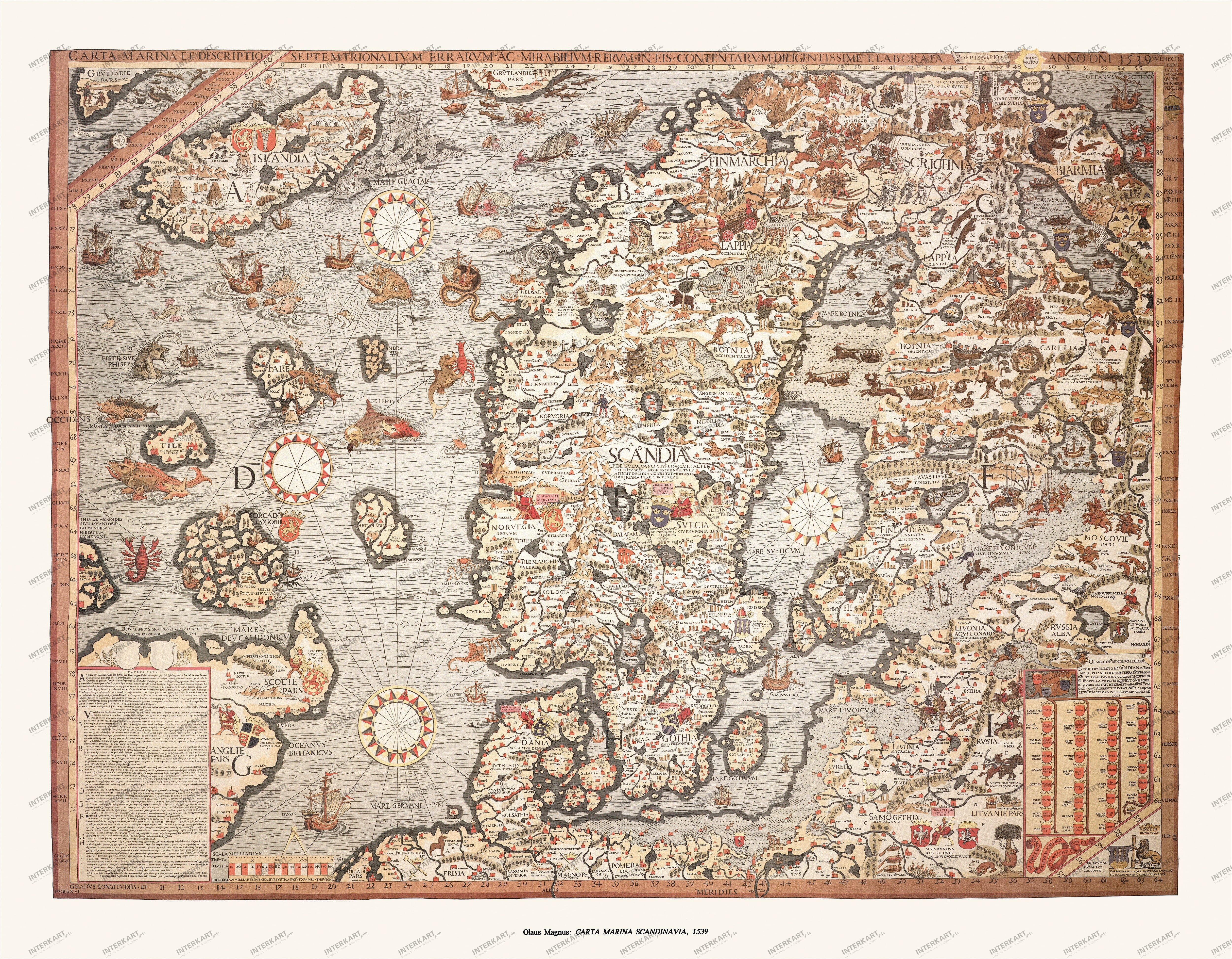 Olaus Magnus's Skandinavien (1539) 86 x 67cm