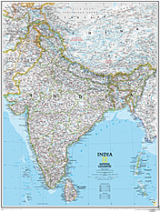 India Wall Map from National Geographic