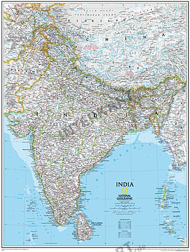 Indien Karte 58 X 76cm