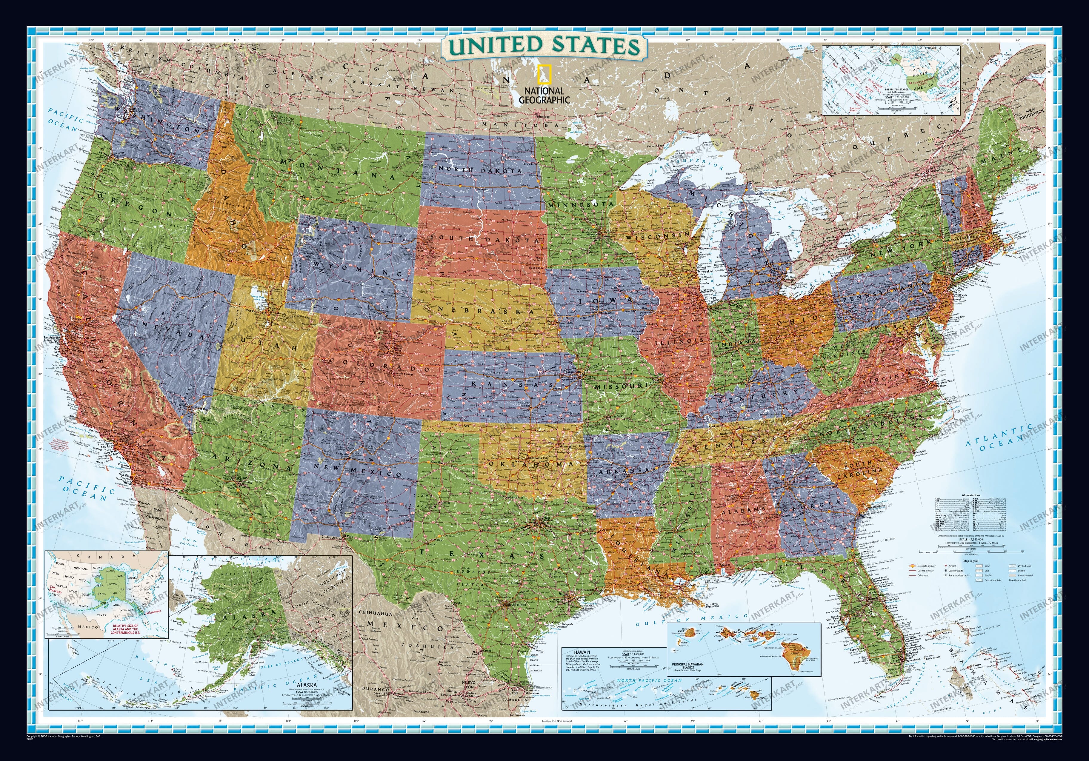 Decorator US Wall Map (large size) from National Geographic