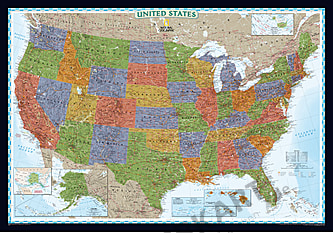 Decorator USA Landkarte Poster im Großformat von National Geographic