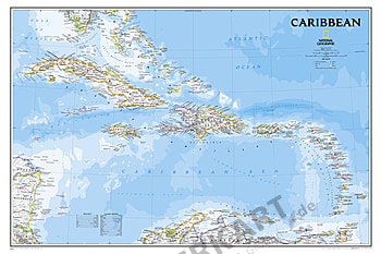 Caribbean West Indian Islands Wall Map