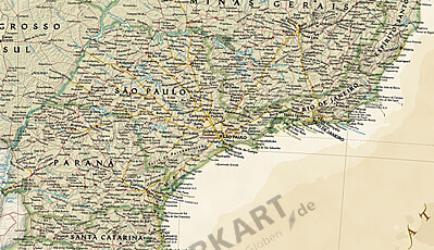 Brasilien Landkarte Executive 103 X 97cm