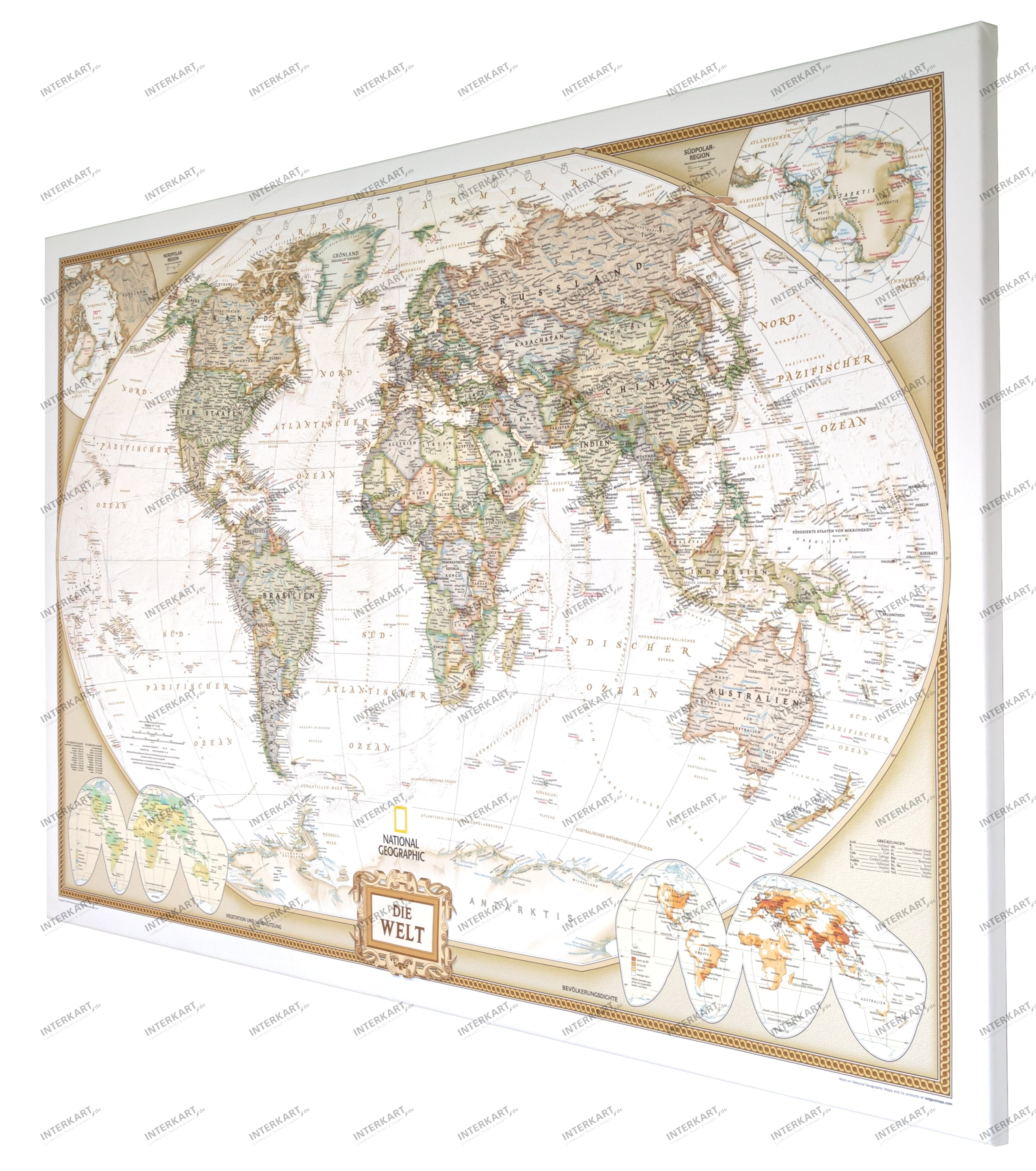 Weltkarte executive deutsch auf Canvas 90 x 60cm