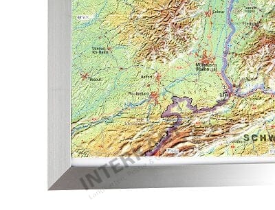 3D Relief-Karte Deutschland mit Holz Rahmen Hochformat 57x77cm #100550R 