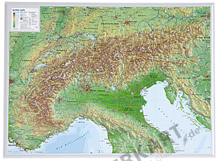 3D Reliefkarte Alpen klein 39 x 29cm