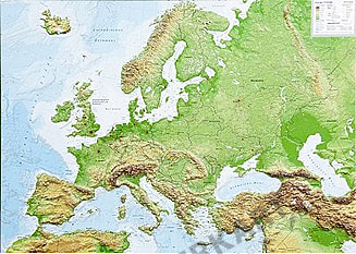 3D Reliefkarte Europa als Poster
