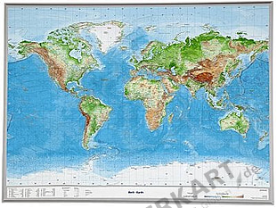 3D Raised Relief World Map Poster