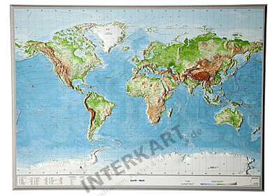 3d Raised Relief World Map English