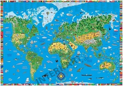 Kinderweltkarte englisch 135 x 95cm