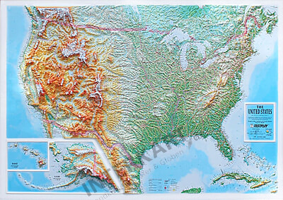 3d Raised Relief Map Usa Xl Relief Map Of The Usa