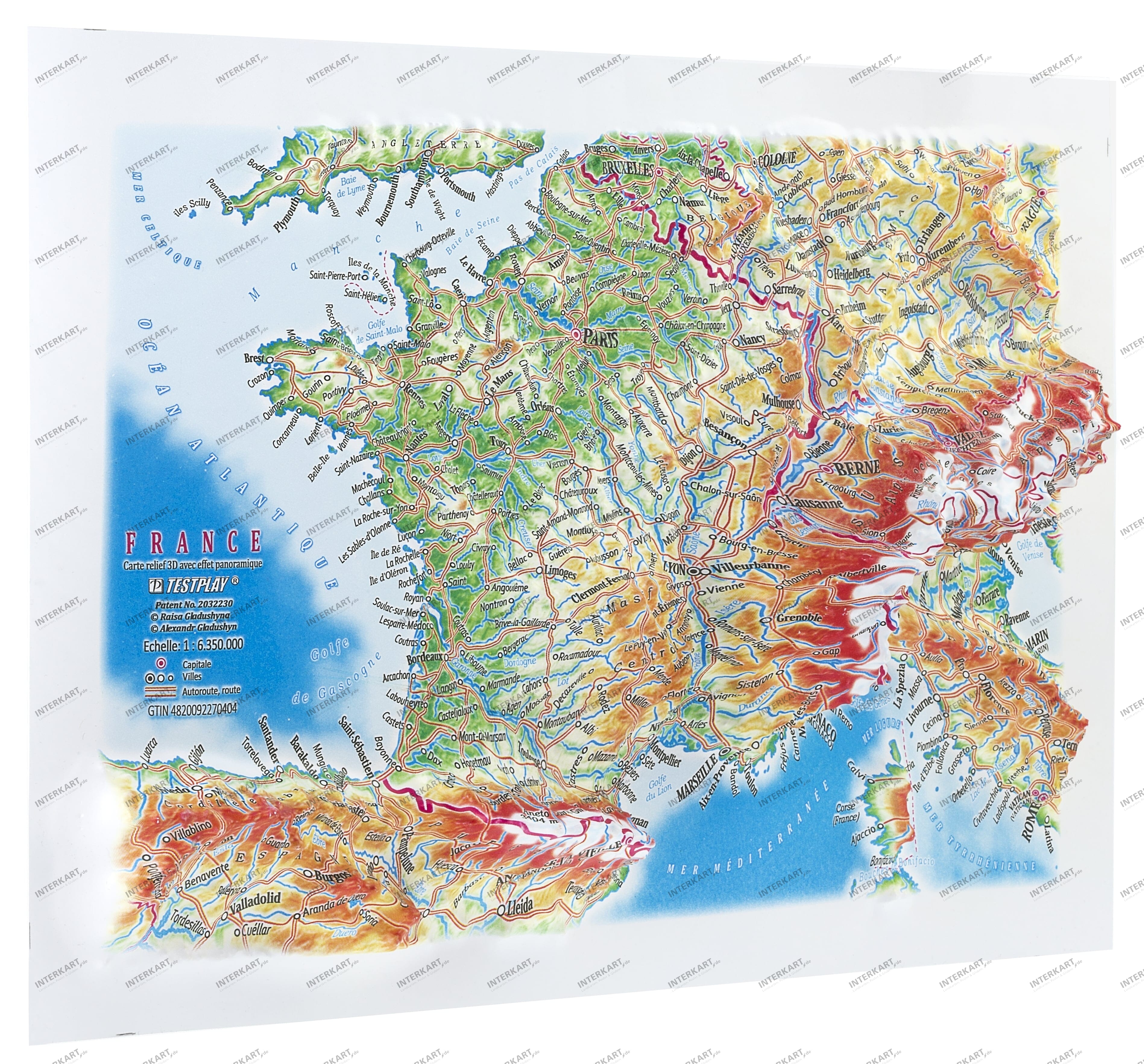3D Relief Panorama Karte Frankreich
