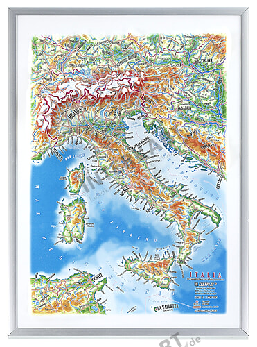 3d Relief Italien Kort Panorama A4