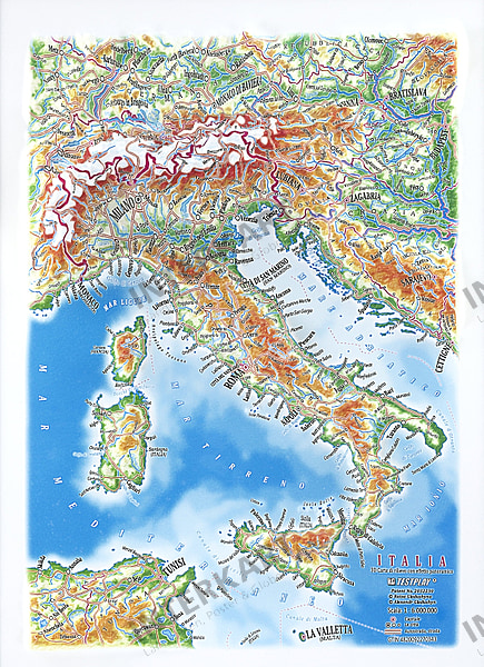 Landkarte von Italien, laminiert, A1-Format, 59,4 x 84,1 cm
