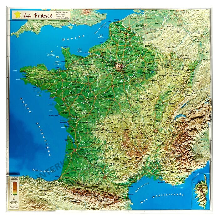 3D Relief Map France small 42 x 42cm