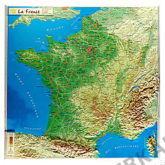 3D Reliefkarte Frankreich klein 42 x 42cm