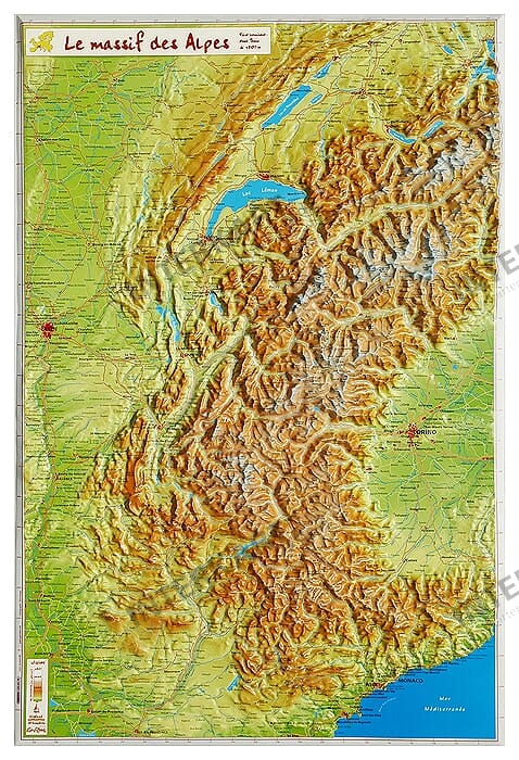 3D Relief Map Alps small 42 x 62cm