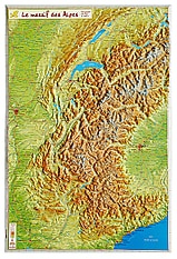 3D Reliefkarte Alpen klein 42 x 62cm