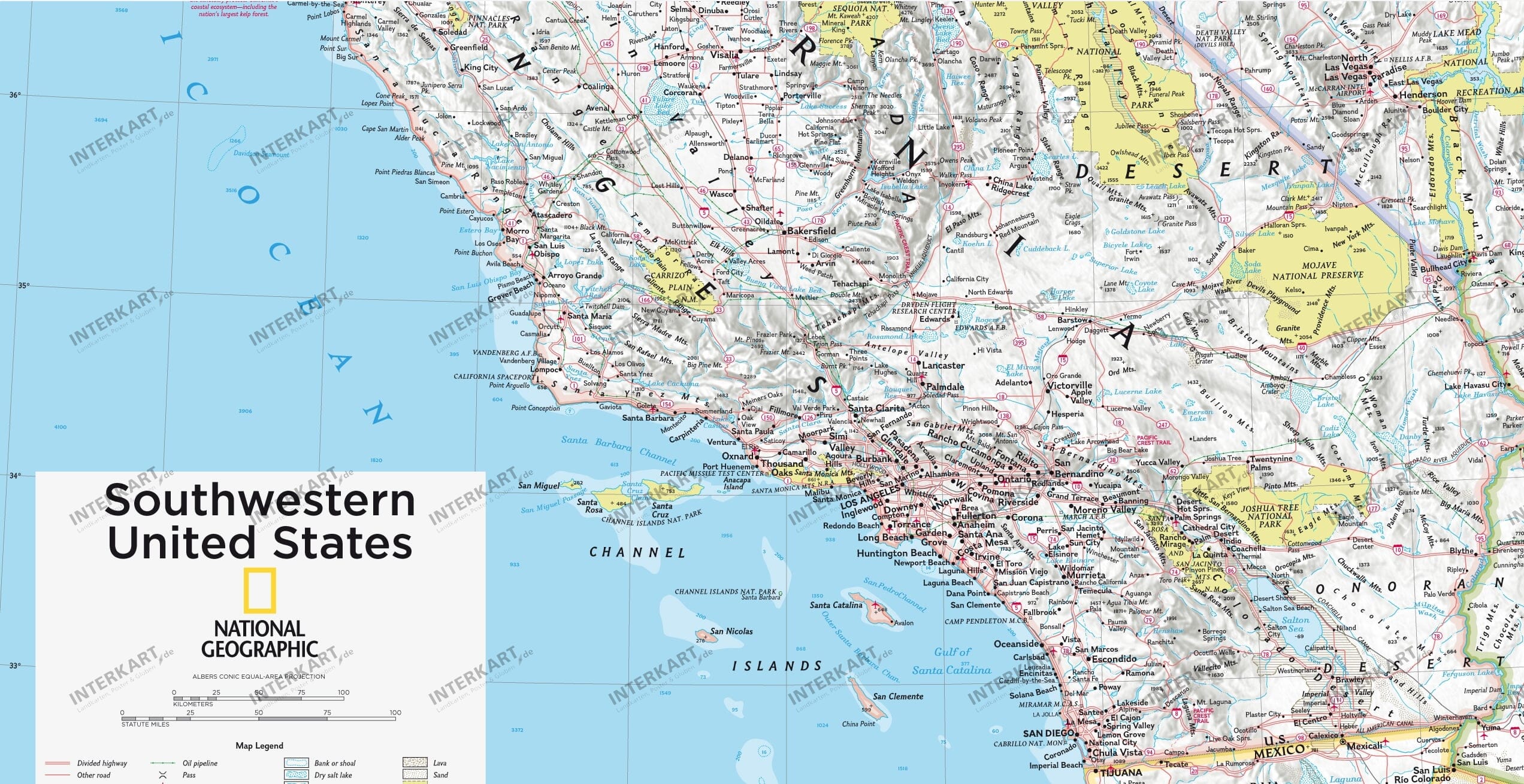 Map Of Sw Usa Ngs Southwestern United States Wall Map