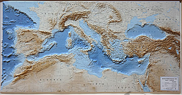 3D Relief Karte Mittelmeer 121 x 64cm