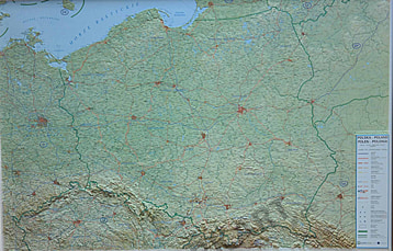 3D Relief Karte Polen 129 x 86cm